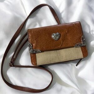 Brown and Tan Women's Crossbody Bag